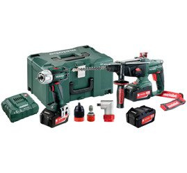 Zestaw METABO Combo 2.3.3 18 V: Carcassy:  BS 18 LT Quick + KHA 18 LTX + bitholder + przystawka kątowa + ładowarka ASC 30-36 V + 3 akumulatory Li-Ion 18 V / 4,0 Ah + Metalock III