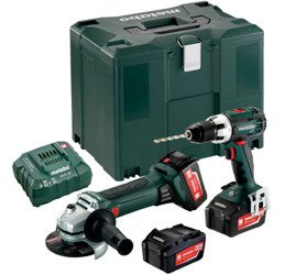 Zestaw METABO Combo 2.4.1 18 V: Carcassy: BS 18 LT + W 18  LTX 125 + ładowarka ASC 30-36 V + 3 akumulatory Li-Ion 18 V / 4,0 Ah + Metalock IV