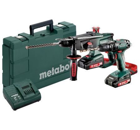 Zestaw METABO Combo 2.3.4 18 V w walizce SB 18 (carcass) + KHA 18 LTX (carcass) + ładowarka SC 60 Plus + 2 akumulatory Li-Ion 18 V / 2,0 Ah