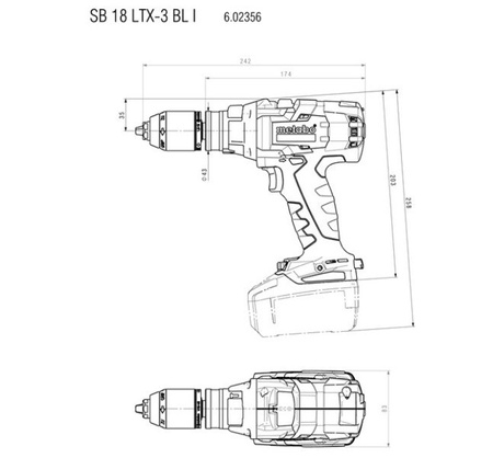 Wiertarko-wkrętarka udarowa METABO SB 18 LTX-3 BL I (carcass - bez ładowarki i akumulatorów) + Metalock II