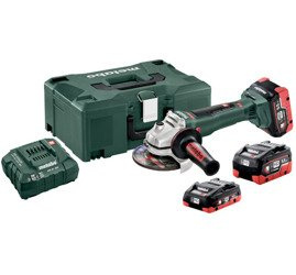 Szlifierka kątowa METABO WB 18 LTX BL 125 Quick LiHD Set w Metalock II z ładowarką ASC 30-36 V + 2 akumulatory LiHD 18 V / 5,5 Ah + 1 akumulator LiHD 18 V / 3,5 Ah