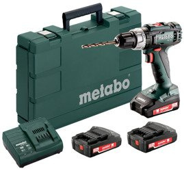 Wiertarko-wkrętarka  METABO BS 18 L w walizce PVC, z ładowarką SC 60 Plus + 3 akumulatory Li-Ion 18 V / 2,0 Ah