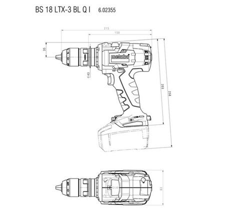 Wiertarko-wkrętarka METABO BS 18 LTX-3 BL Q I w walizce PVC, z ładowarką ASC 30-36 V + 2 akumulatory LiHD 18 V / 5,5 Ah