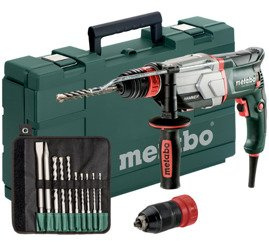 Multimłotek METABO UHE 2660-2 Quick Set w walizce PVC, , z dodatkowym uchwytem walcowym + zestaw 10 szt wierteł i dłut