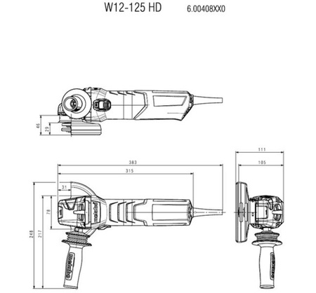 Szlifierka kątowa METABO W 12-125 HD Set CED Plus w walizce Metalock IV + diamentowa tarcza tnąca