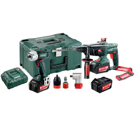 Zestaw METABO Combo 2.3.3 18 V: Carcassy:  BS 18 LT Quick + KHA 18 LTX + bitholder + przystawka kątowa + ładowarka ASC 30-36 V + 3 akumulatory Li-Ion 18 V / 4,0 Ah + Metalock III