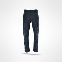 Spodnie robocze do pasa, stretch SARA ACTIFLEX - granatowo-czerwone