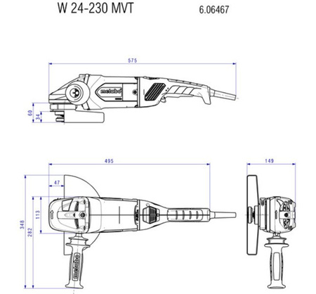 Szlifierka kątowa METABO W 24-230 MVT (wyłącznik czuwakowy)