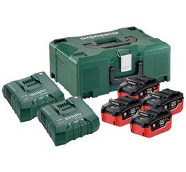 Zestaw akumulatorowy METABO - 4 akumulatory LiHD 18 V / 7,0 Ah + 2 ładowarki ASC Ultra + Metalock II