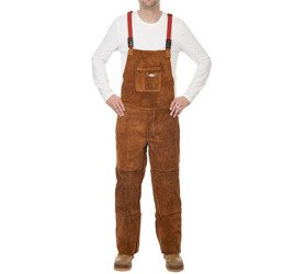 Skórzane spodnie spawalnicze ogrodniczki WELDAS Lava Brown