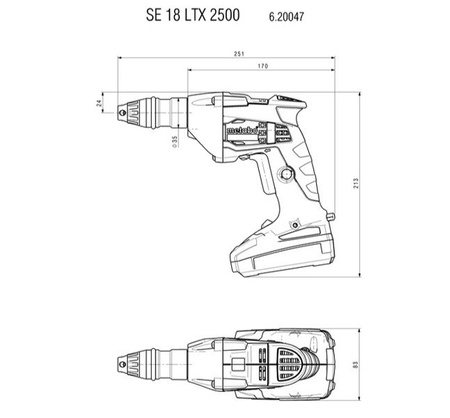 Wkrętarka do suchej zabudowy METABO SE 18 LTX 2500 (carcass - bez ładowarki i akumulatorów) + Metalock II