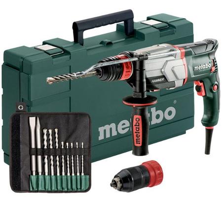 Multimłotek METABO UHE 2660-2 Quick Set w walizce PVC, , z dodatkowym uchwytem walcowym + zestaw 10 szt wierteł i dłut