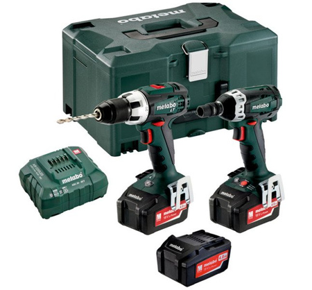 Zestaw METABO Combo 2.1.2 18 V: Carcassy:  BS 18 LT, SSW 18 LTX 200 + ładowarka ASC 30-36 V + 3 akumulatory Li-Ion 18 V / 4,0 Ah + Metalock III