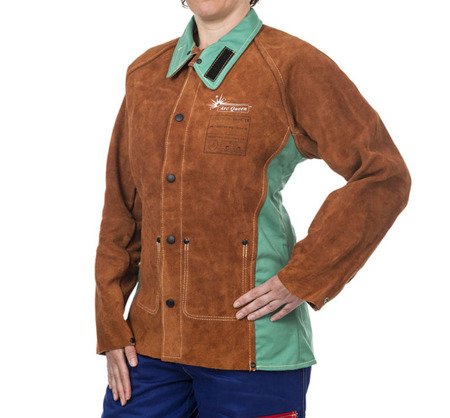 Skórzana kurtka spawalnicza WELDAS Lava Brown - model dla kobiet Arc Queen