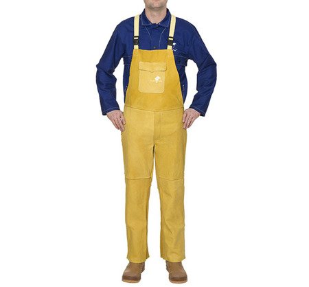 Skórzane spodnie spawalnicze ogrodniczki WELDAS Golden Brown