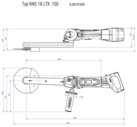 Szlifierka do spoin pachwinowych METABO KNS 18 LTX 150 (carcass - bez ładowarki i akumulatorów)